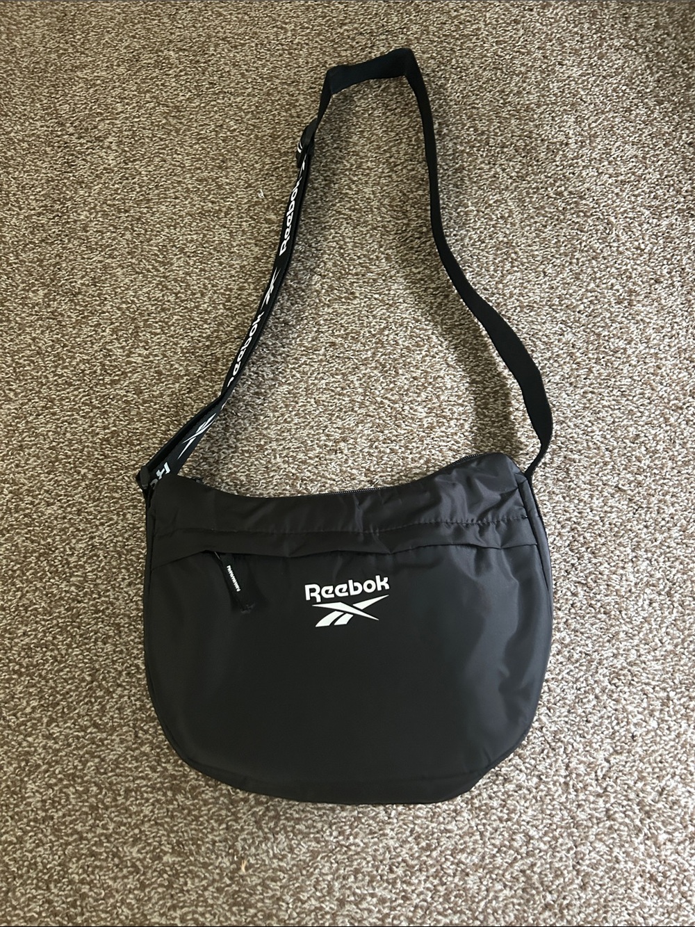 Reebok Black Crossbody Messenger Bag with White Logo